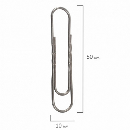 Скрепки большие 50 мм, ОФИСНАЯ ПЛАНЕТА, оцинкованные, гофрированные, 50 шт., РОССИЯ, 221133