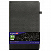 Скетчбук, черная бумага 140 г/м2, 130х210 мм, 80 л., КОЖЗАМ, резинка, карман, BRAUBERG ART CLASSIC, черный, 113203