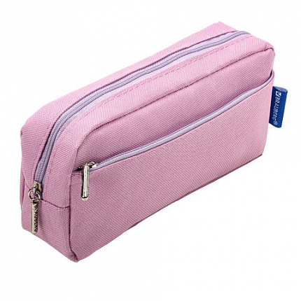 Пенал мягкий BRAUBERG PASTEL, 2 отделения, розовый, 21х9,5х5см, 272276