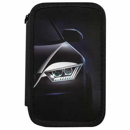 Пенал ПИФАГОР, 3 отделения, ламинированный картон, 19х11 см, "Car flash", 272254