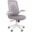 Кресло Chairman CH 565, откидные подлокотники, синхромеханизм, пластик белый, сетка/ткань, серое, 7146049