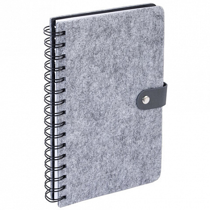 Ежедневник недатированный А5 135х210мм BRAUBERG Felt на гребне, войлок, кнопка 160л, серый, 117133