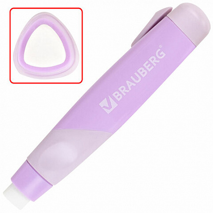 Ластик выдвижной BRAUBERG "REWIND", 112х21х24 мм, белый, пастельные цвета корпуса ассорти, 272686