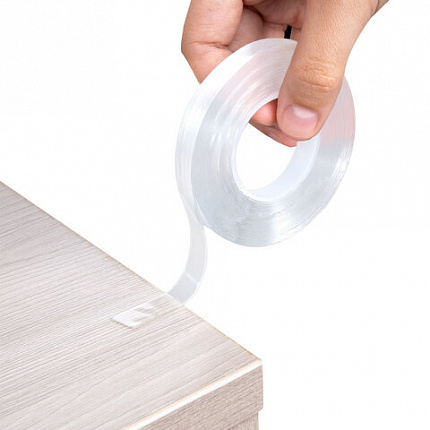 Многоразовая двухсторонняя прозрачная крепежная лента, скотч NANO tape, 5 м x 1 см, толщина 1 мм, WBZ (ВБЗ), 700424