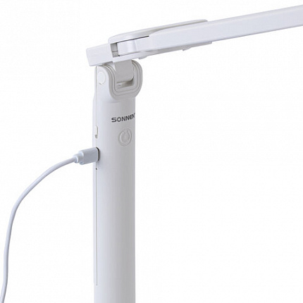Настольная лампа / светильник беспроводная SONNEN PT-201, органайзер, USB, LED, 5 Вт, 3 режима, белый, 238781
