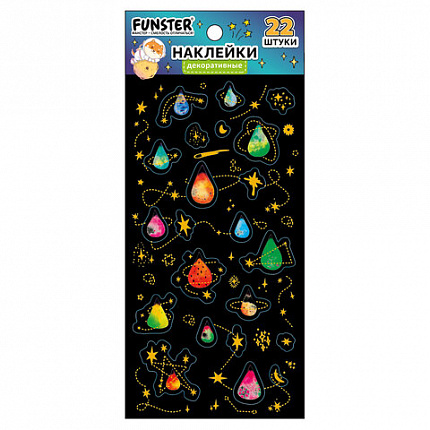 Наклейки декоративные "Black edition", 17,5х9 см, ассорти 6 видов, FUNSTER (ФАНСТЕР), 666100