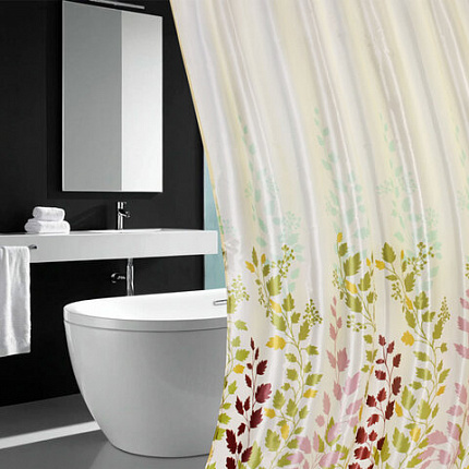 Шторка для ванной ПОЛИЭСТЕР, 180х180 см, кольца в комплекте, ФЛОРА, PRIMILA (ПРИМИЛА), 700080
