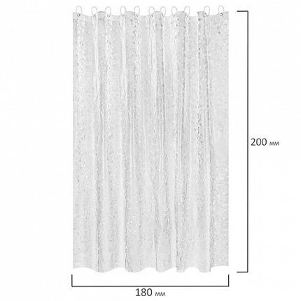 Шторка для ванной EVA, 180х200 см, кольца в комплекте, БЕЛАЯ ЛЕДЯНАЯ СВЕЖЕСТЬ, PRIMILA (ПРИМИЛА), 700099