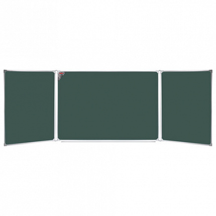 Доска для мела магнитная 3-х элементная 100х150/300 см, 5 рабочих поверхностей, зеленая, BOARDSYS, ТЭ-300М