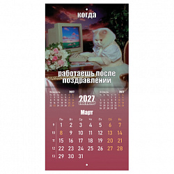 Календарь настенный перекидной 2027 г., BRAUBERG, 12 листов, 21,4х21,4 см, МИНИ, "Vibe meme", 118438