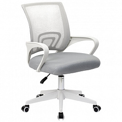 Кресло CROMEX (КРОМЕКС) "Top CH-695W", с подлокотниками, пластик белый, сетка/ткань TW, серое, 533067