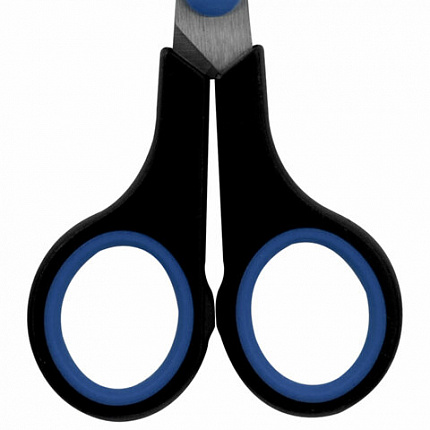 Ножницы BRAUBERG "Soft Grip", 140 мм, черно-синие, резиновые вставки, 3-сторонняя заточка, 230760