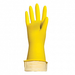 Перчатки МНОГОРАЗОВЫЕ латексные LAIMA "ПРЕМИУМ", хлопчатобумажное напыление, СВЕХПЛОТНЫЕ, размер S (малый), желтые, вес 55 г, 600570