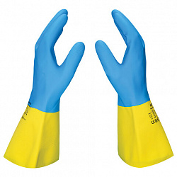 Перчатки латексно-неопреновые SCAFFA "Спектр", КЩС-1, хлопчатобумажное напыление, размер 9, L (большой), 00-01017727