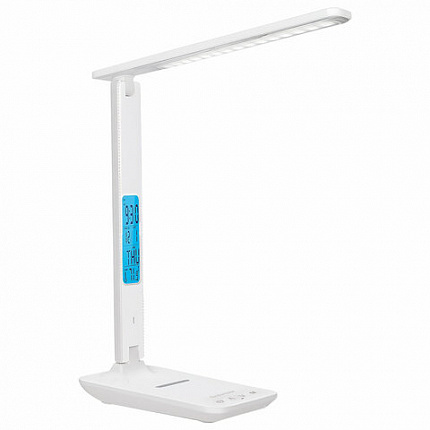 Настольная лампа светильник с дисплеем и беспроводной зарядкой "7 в 1", LED, 10 Вт, белый, DASWERK, 238325