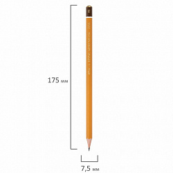 Карандаш чернографитный KOH-I-NOOR 1500, 1 шт., 7B, корпус желтый, заточенный, 150007B01170RU