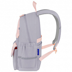 Рюкзак BRAUBERG PASTEL с термонашивками в комплекте, "Милые лапки", серый, 40х29х14 см, 272064