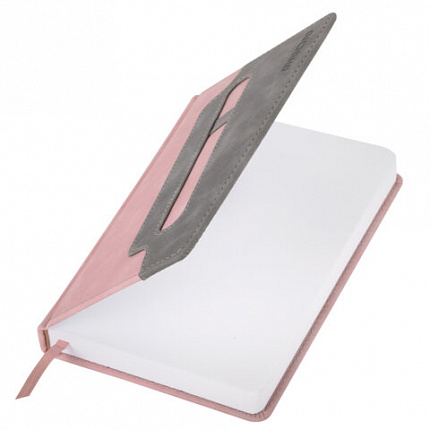 Ежедневник датированный 2026, А5, 138x213 мм, BRAUBERG "Assistant", под кожу, держатель, розовый, 117377