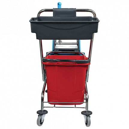 Тележка уборочная, 2 съемных ведра по 25 л, механический отжим, корзина, BRABIX, Турция, 607903