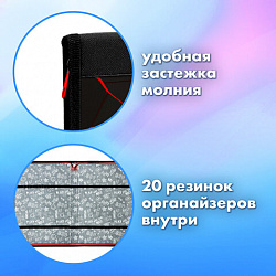 Папка на молнии BRAUBERG А4 с ручкой, с органайзером, 1 отделение, "Black football", 270992