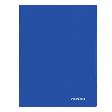Папка с боковым металлическим прижимом BRAUBERG стандарт, синяя, до 100 листов, 0,6 мм, 221629