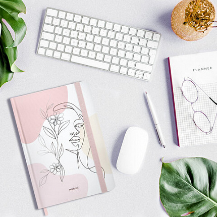 Ежедневник недатированный с резинкой А5 145х203 мм, BRAUBERG, твердый, фольга, 128 л., "Figure", 116297