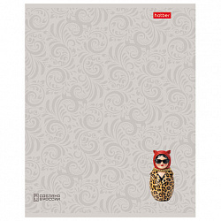 Тетрадь А5 48л. HATBER скоба, линия, Soft-touch ламинация, 3D лак, Матрешки (микс в с, 48Т5лолВ2