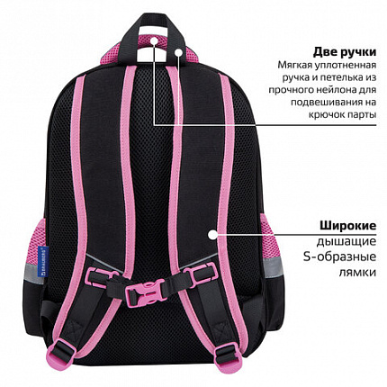 Рюкзак BRAUBERG FAVOUR, 2 отделения, 3 кармана, "Сонный котик", 40х29х15 см, 272058