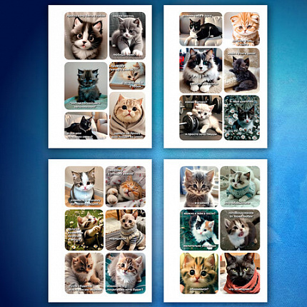 Стикербук ПРОСТО НАКЛЕЙ А6, 16 листов, 96 цветных стикеров, на гребне, BRAUBERG, "Коты мемы", 666050