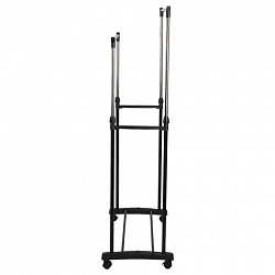 Вешалка для плечиков двухъярусная BOOMHOUSE GR-003 (в900-1600*ш800*г400мм), пластик/металл, черный/хром, 701438