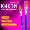 Кисти художественные набор 2 шт, синтетика (плоские №14, 18), BRAUBERG ART DEBUT, 201038