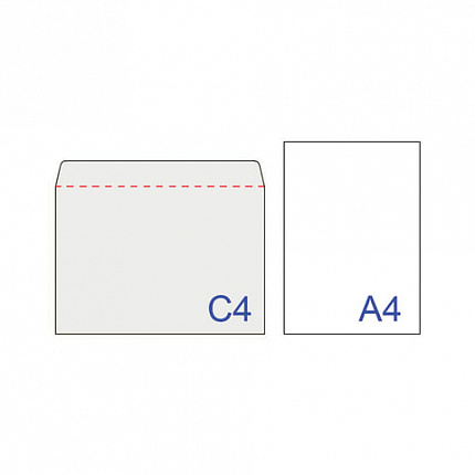 Конверты С4 (229х324 мм), без клея, 100 г/м2, КОМПЛЕКТ 500 шт., треугольный клапан
