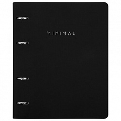Тетрадь на кольцах А5, 175х215 мм, 120 л., под кожу, BRAUBERG VISTA, "Minimal", черный, 405215