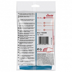 Перчатки МНОГОРАЗОВЫЕ резиновые VILEDA многоцелевые, х/б напыление, ПРОЧНЫЕ, размер 9,5-10, XL (очень большой), синие, вес 72 г, 174357