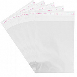 Пакеты БОПП с клеевым клапаном, КОМПЛЕКТ 100 штук, 20х30 + 4 см, 30 мкм, с усиленным швом, BRAUBERG, 700408