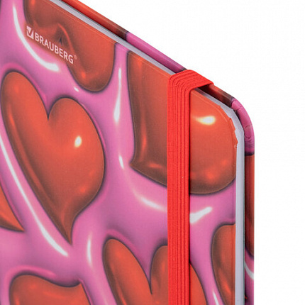 Дневник 1-11 класс 48 л., твердый, BRAUBERG, матовая ламинация, резинка, закладка-ляссе, с подсказом, "Сердечки", 107241