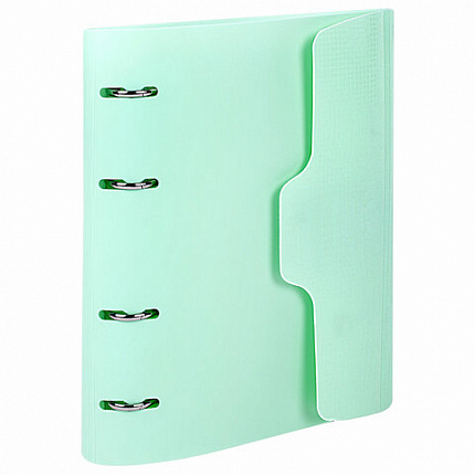 Тетрадь на кольцах А5 175х220мм, 120л, пластик, на липучке, с разделителями, BRAUBERG, Черный, 404638