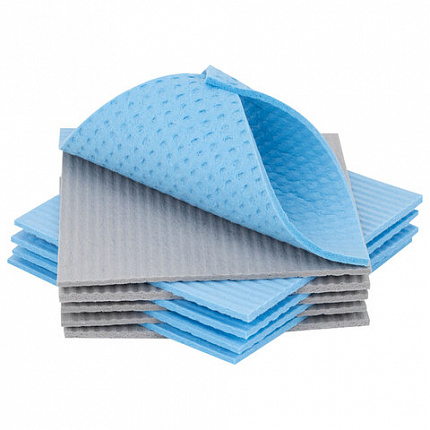 Салфетки губчатые для уборки кухни 15х15 см, ЦЕЛЛЮЛОЗНЫЕ, КОМПЛЕКТ 10 шт., 5 серых / 5 голубых, LAIMA, 700263