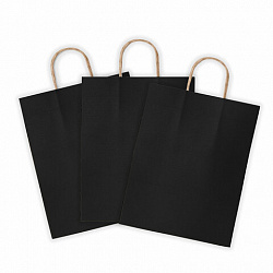 Крафт-пакет бумажный "Black" 26х15х35 см, с кручеными ручками, плотность 80 г/м2, моноцвет, 112429