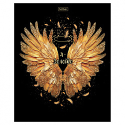 Тетрадь А5 48 л., HATBER, скоба, клетка, матовая ламинация, 3D-фольга, Крылья ангела (микс), 091164, 48Т5лофВ1