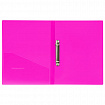Папка на 2 кольцах BRAUBERG "Neon", 25 мм, внутренний карман, неоновая розовая, до 170 листов, 0,7 мм, 227458