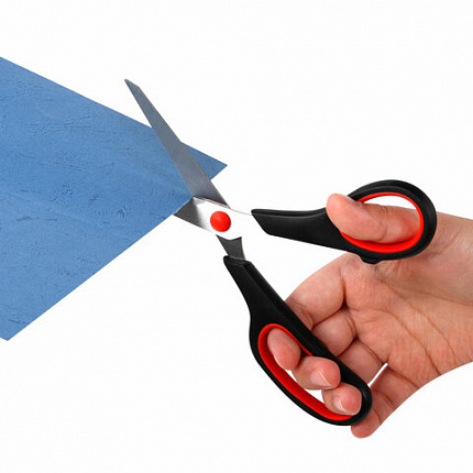 Ножницы BRAUBERG SOFT GRIP НАБОР 5 штук (140, 170, 190, 220, 240 мм), эргономичные черно-красные ручки, ВЫГОДНАЯ УПАКОВКА, 238410