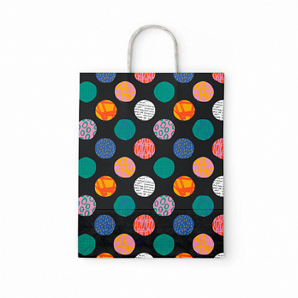 Крафт-пакет бумажный "Геометрия" 26х15х35 см, с кручеными ручками, плотность 100 г/м2, белый, 112306