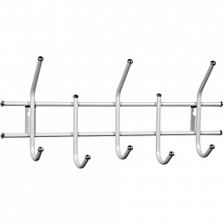 Вешалка настенная "Стандарт 2/5", 220х475х95 мм, 5 крючков, металл, белая