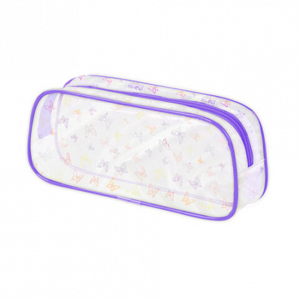 Пенал-косметичка BRAUBERG LUCENT на молнии, прозрачный, Butterfly, 272344