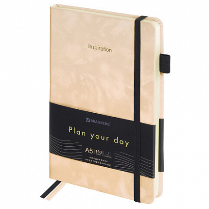 Ежедневник недатированный А5 138x213 мм, BRAUBERG "Velvet", резинка, держатель, 160 л., розовый, 116246