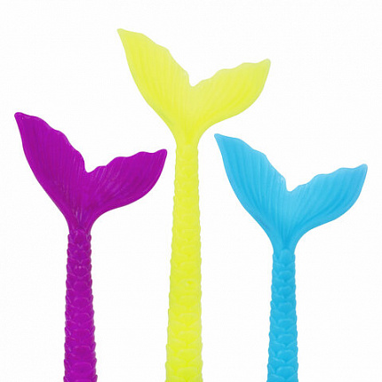 Ручка фигурная шариковая ЮНЛАНДИЯ "Русалка", мягкий силиконовый корпус, ассорти, СИНЯЯ, пишущий узел 0,7 мм, 143777