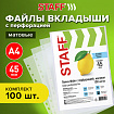 Папки-файлы перфорированные, А4, STAFF "ЭКОНОМ", КОМПЛЕКТ 100 шт., матовые, 45 мкм, 226832