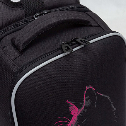 Ранец GRIZZLY анатомическая спинка, 2 отделения, для девочек, "SPARKLING CAT", 37х26х16 см, RAw-594-4/1