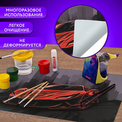 Настольное покрытие BRAUBERG KIDS, А3+, пластик, 46x33 см, "Красная машина", 272368